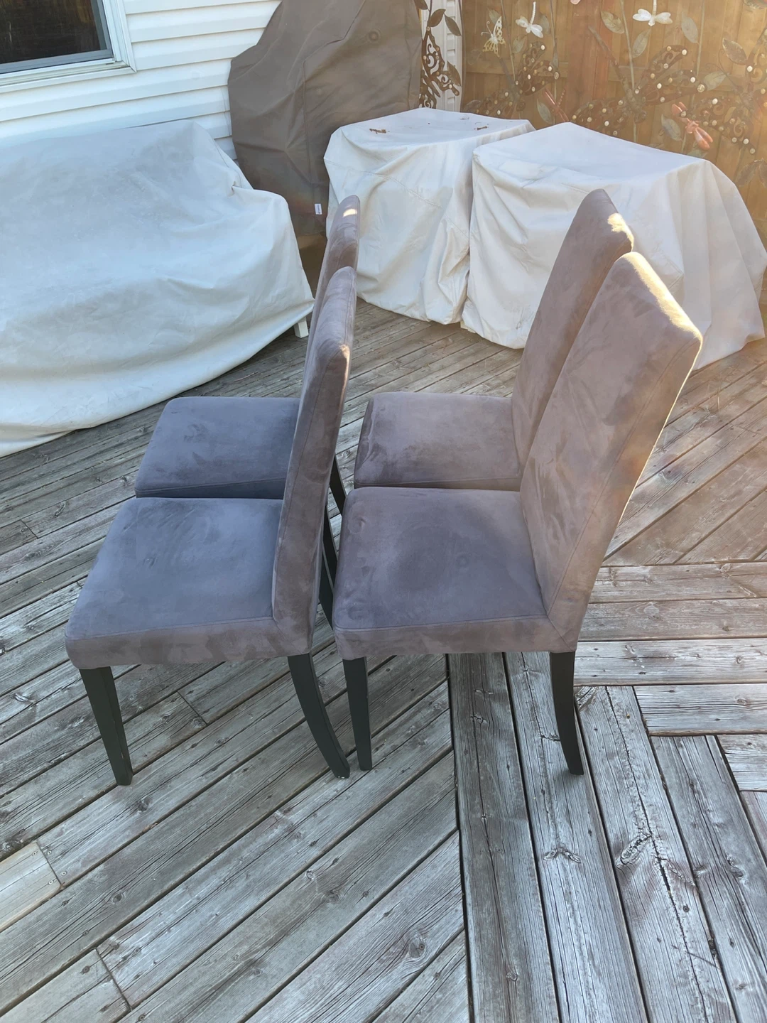 Set of 4 Grey Upholstered Dining Chairs - photo 3