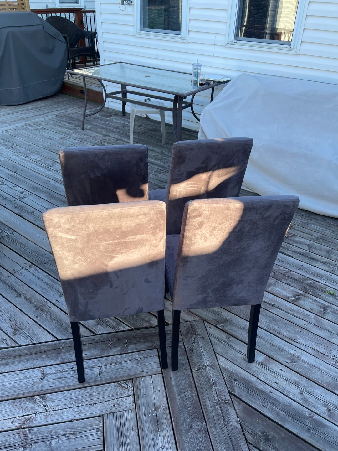 Set of 4 Grey Upholstered Dining Chairs - photo 4