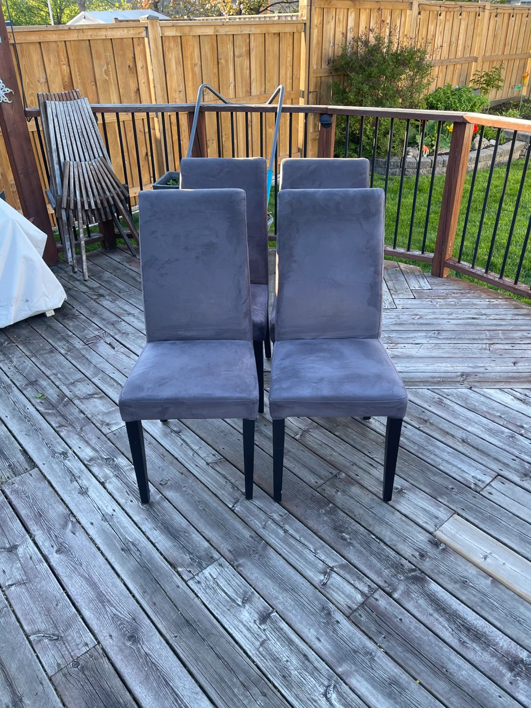 Set of 4 Grey Upholstered Dining Chairs - photo 2