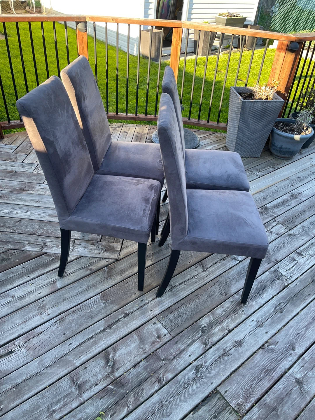 Set of 4 Grey Upholstered Dining Chairs