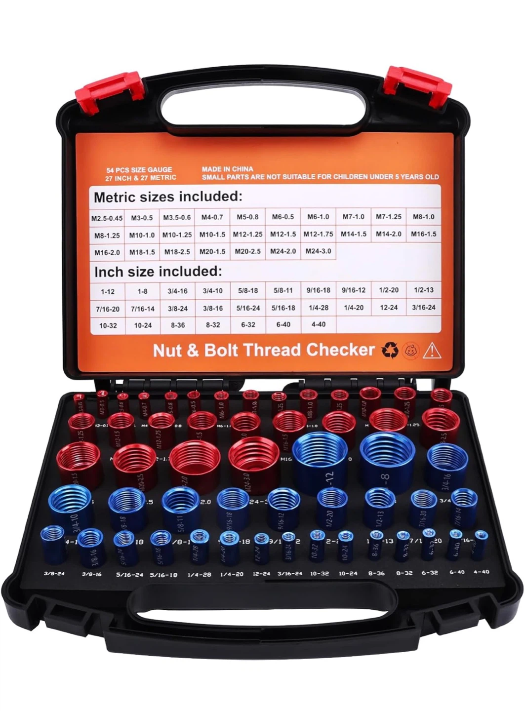 54 Pc Metric & Inch Nut & Bolt Thread Checker Gauge