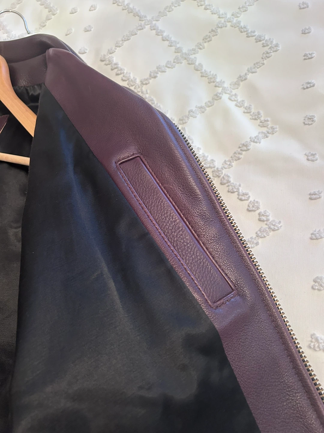 Men's Leather Jacket - Burgundy - photo 3