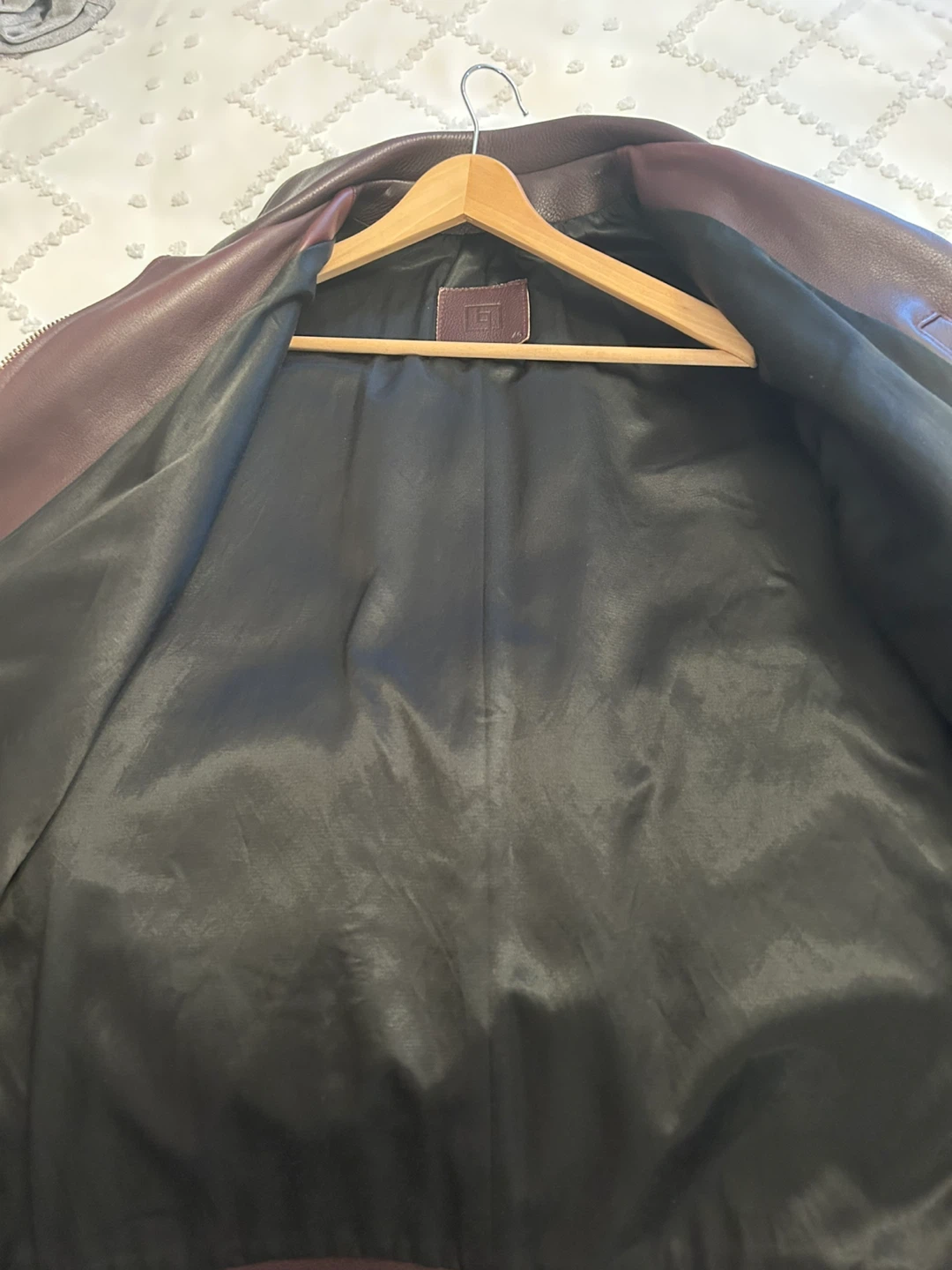 Men's Leather Jacket - Burgundy - photo 5