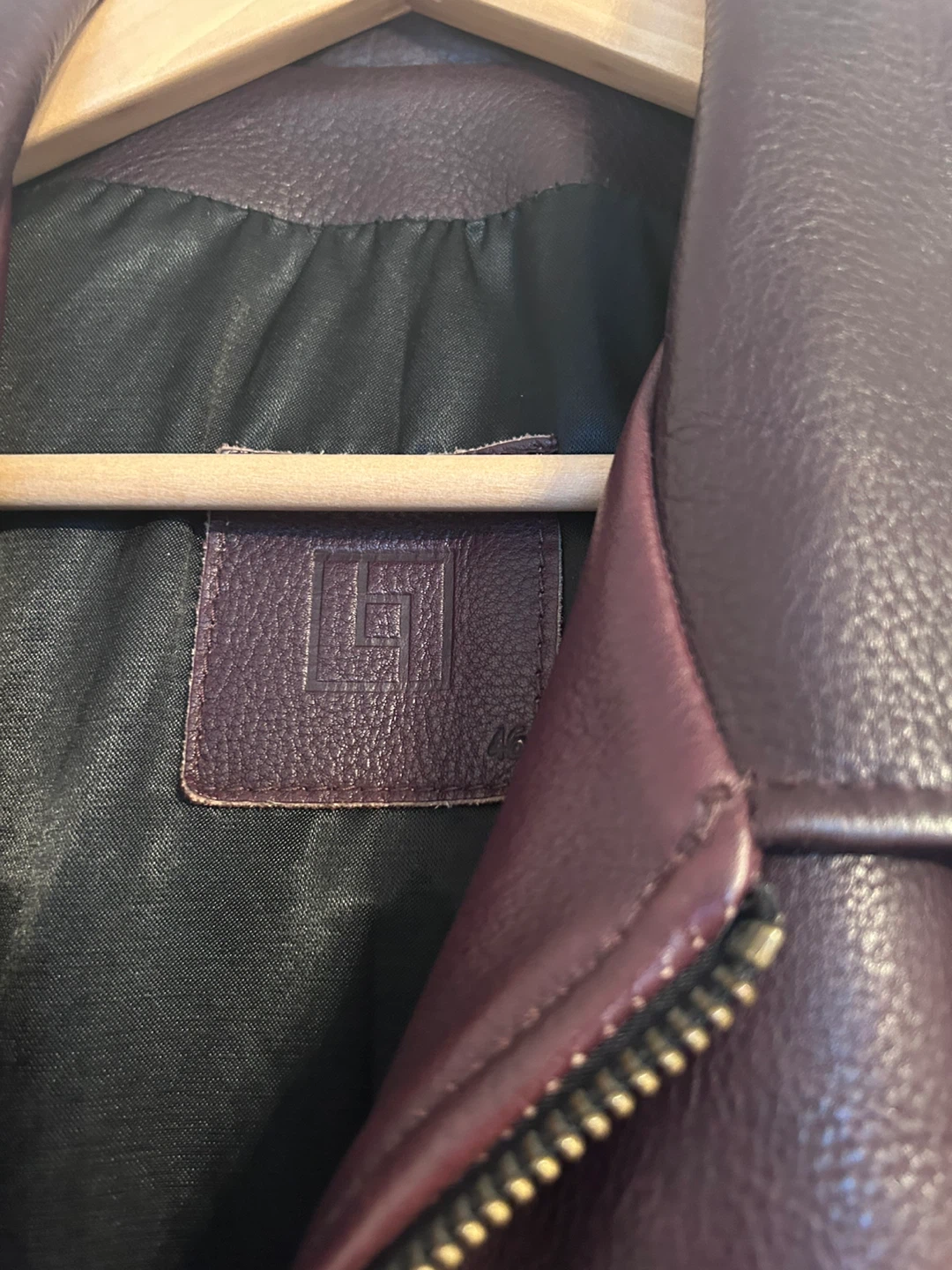 Men's Leather Jacket - Burgundy - photo 4