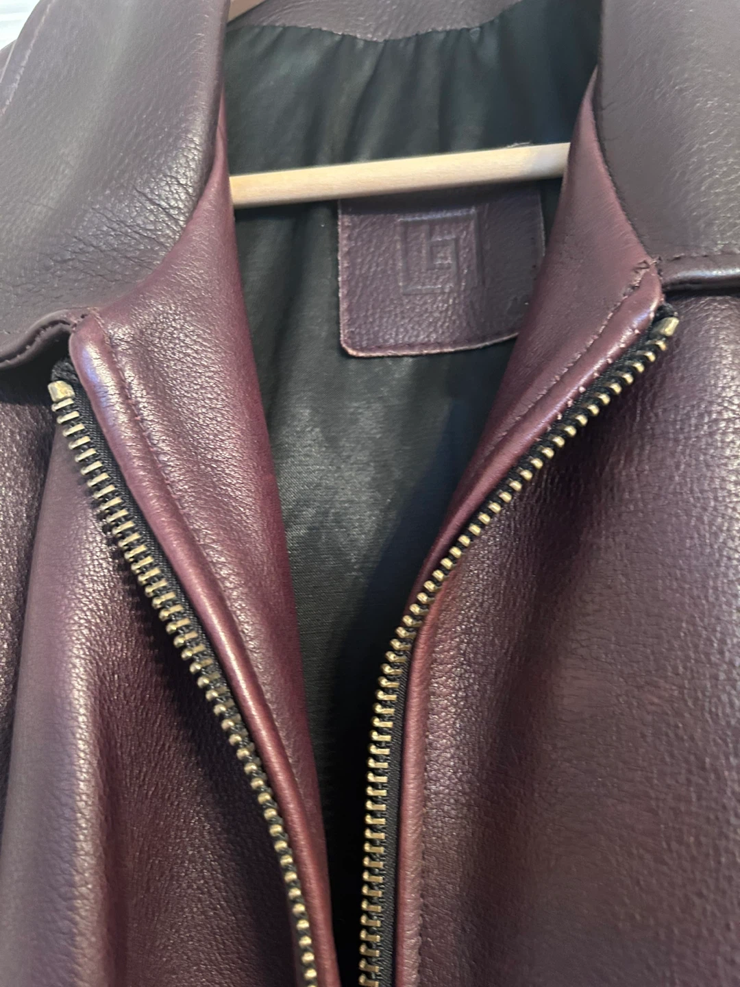 Men's Leather Jacket - Burgundy - photo 2