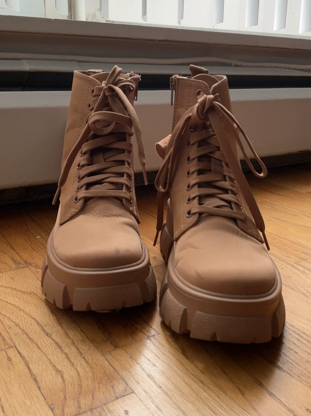 Steve Madden Tan Combat Boots with Zipper Pouch - photo 2