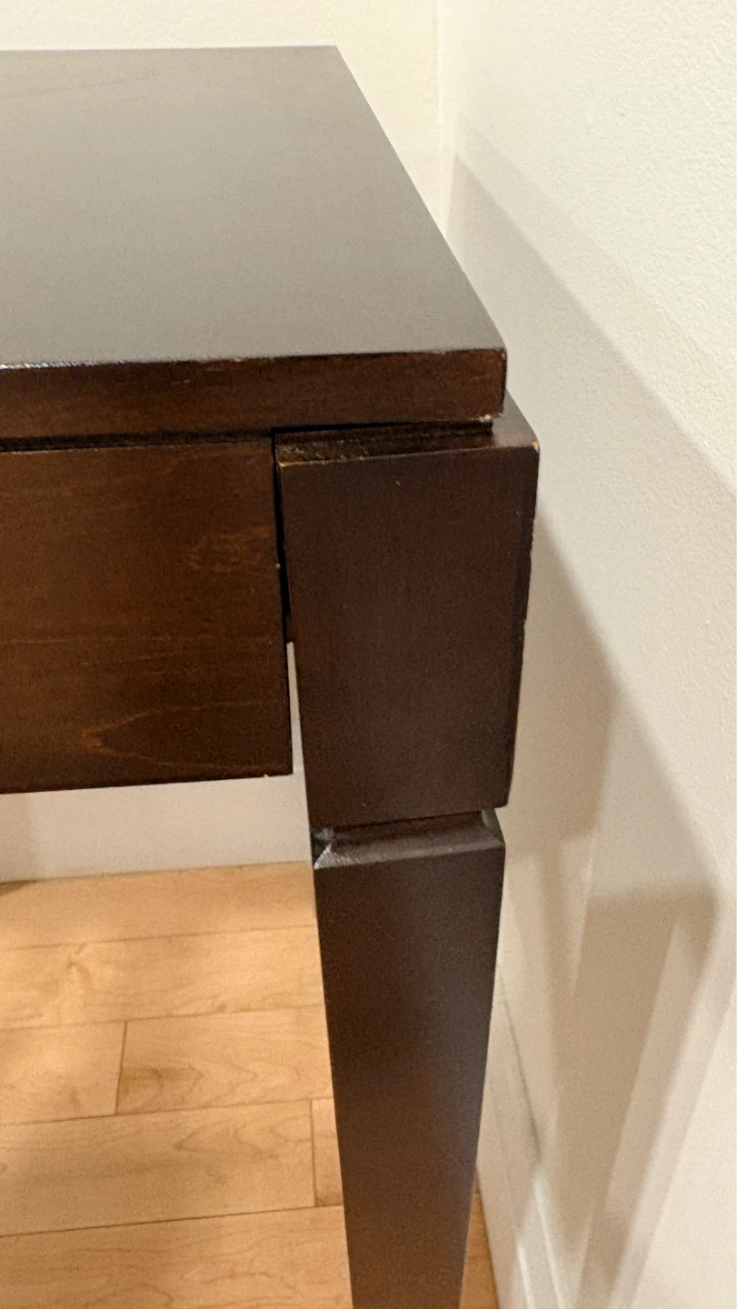 Dark Brown End Table with Silver Accents - photo 2