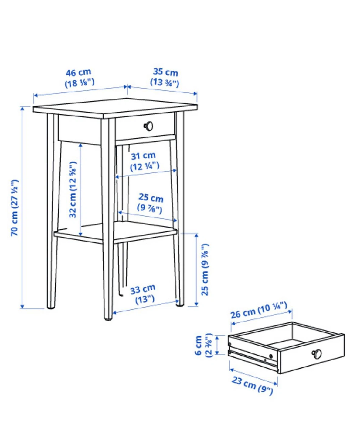 2 Ikea White Bedside Table with Drawer - photo 2
