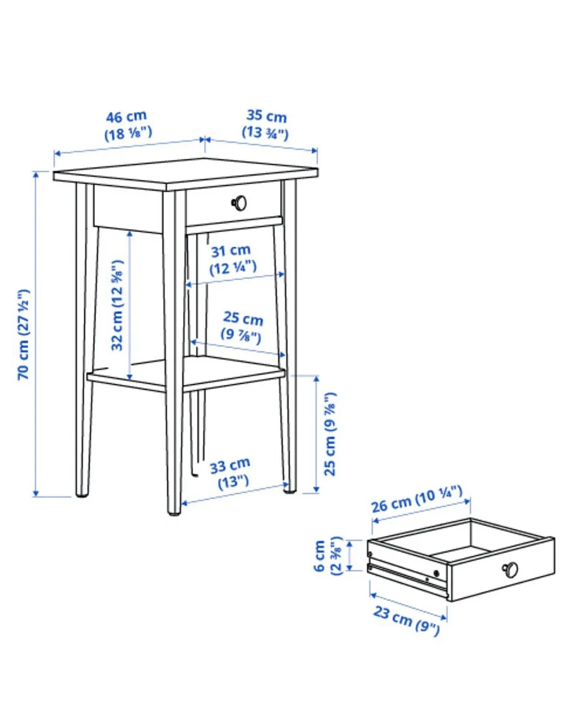 2 Ikea White Bedside Table with Drawer - photo 2