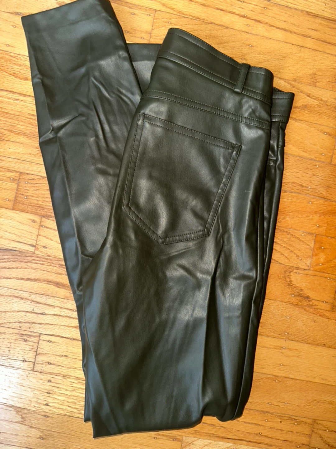 ZARA Faux Leather Pants Olive Green Size M - photo 4