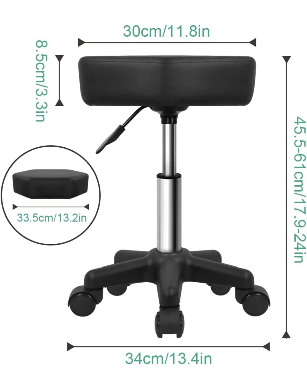 Adjustable Rolling Stool - Black - photo 2