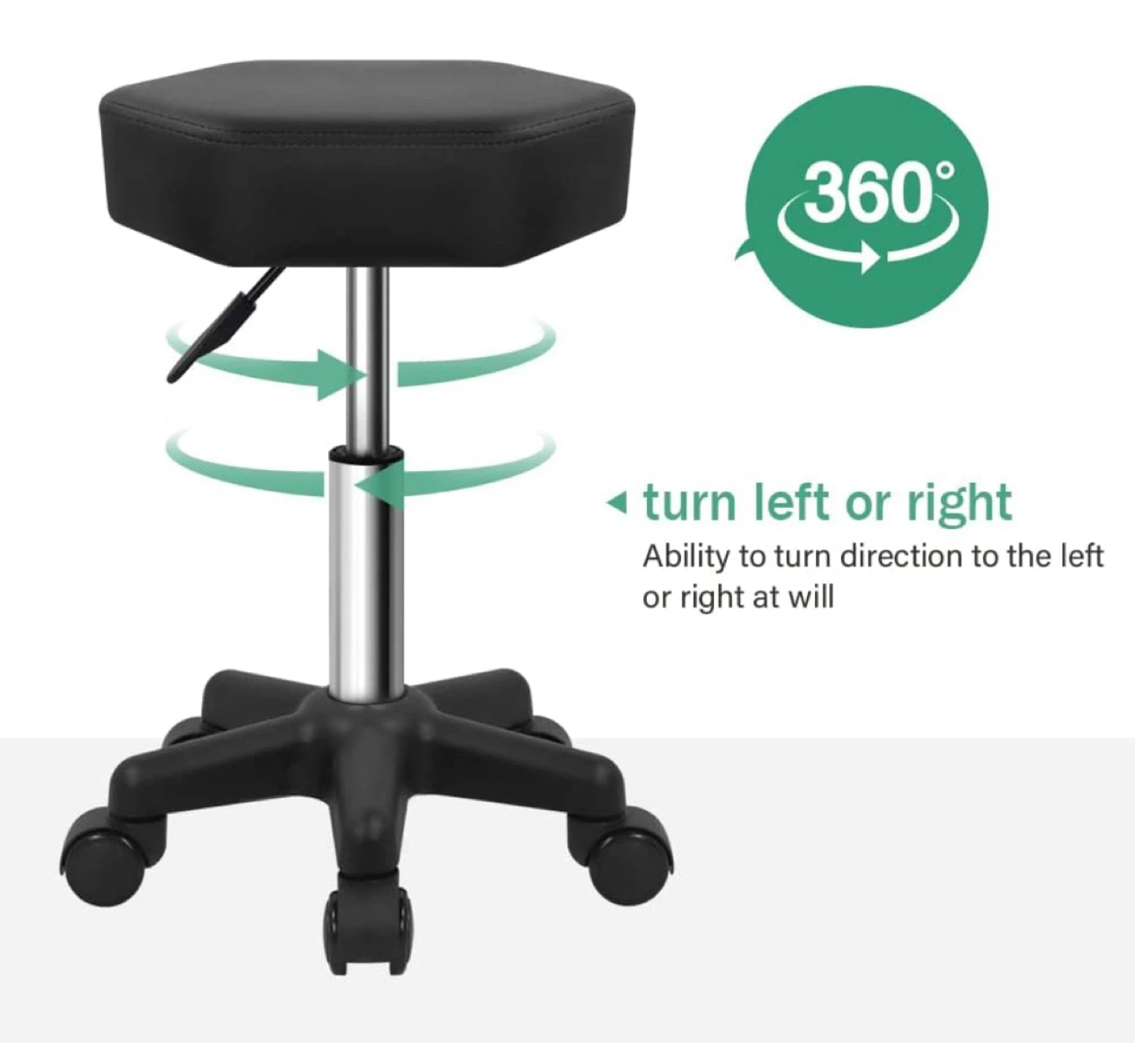 Adjustable Rolling Stool - Black - photo 4