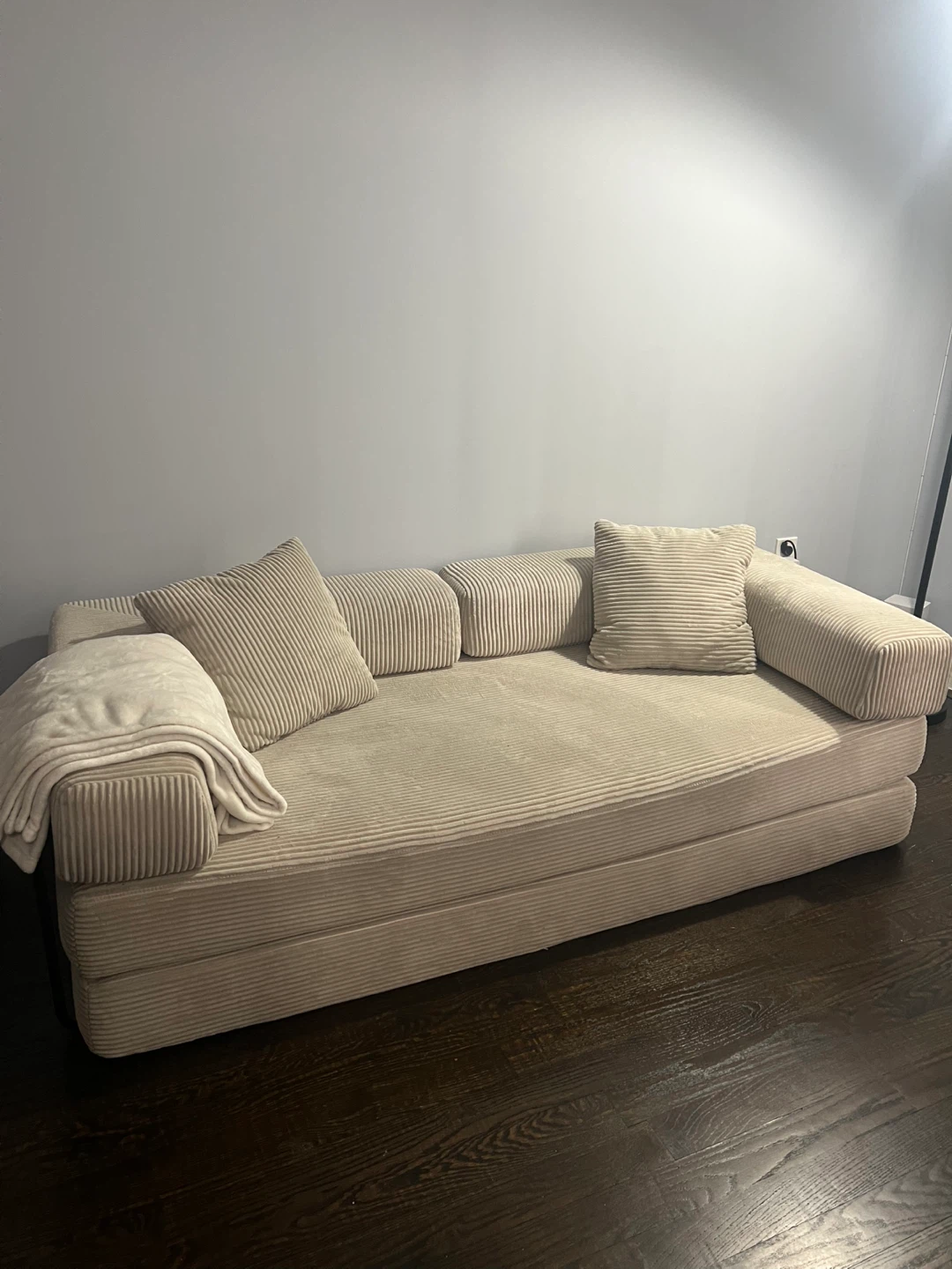 Convertible Sleeper Corduroy Couch - Beige
