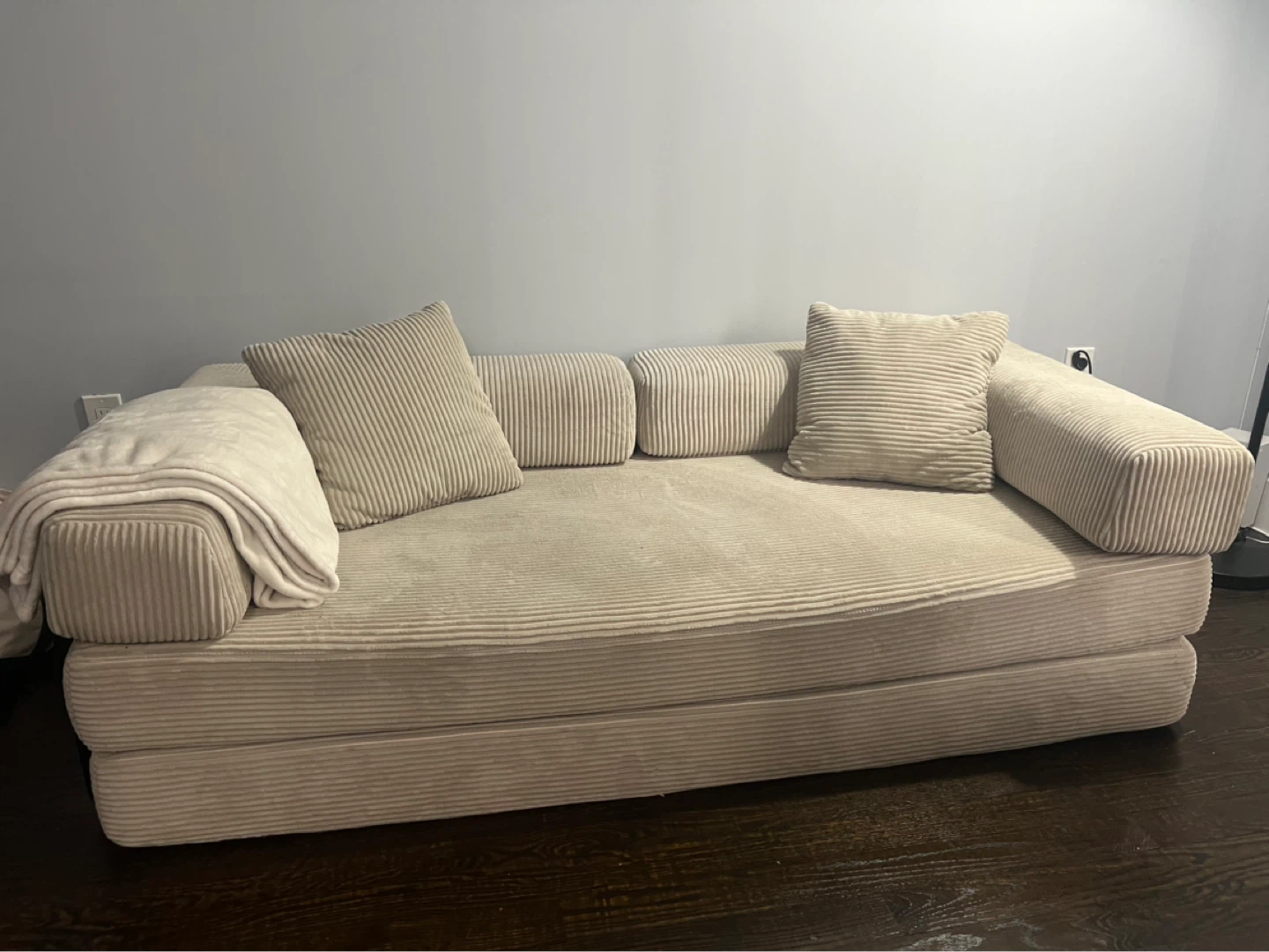 Convertible Sleeper Corduroy Couch - Beige - photo 2