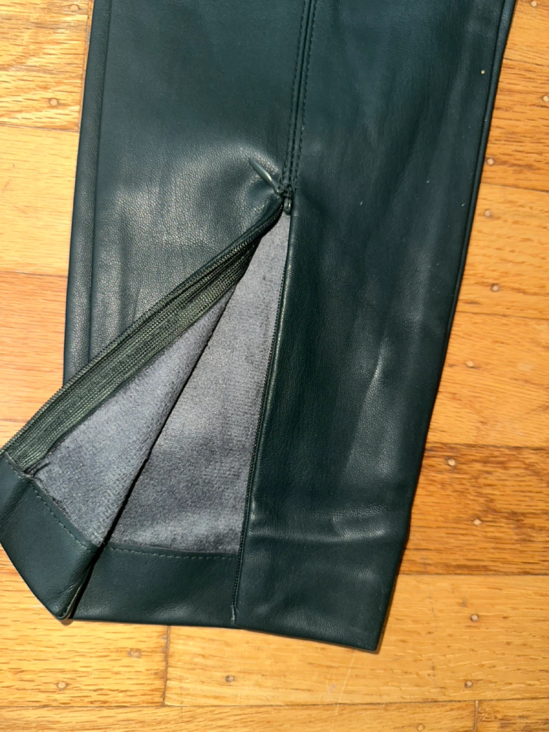 Zara Faux Leather Leggings - Green, Size S - photo 2