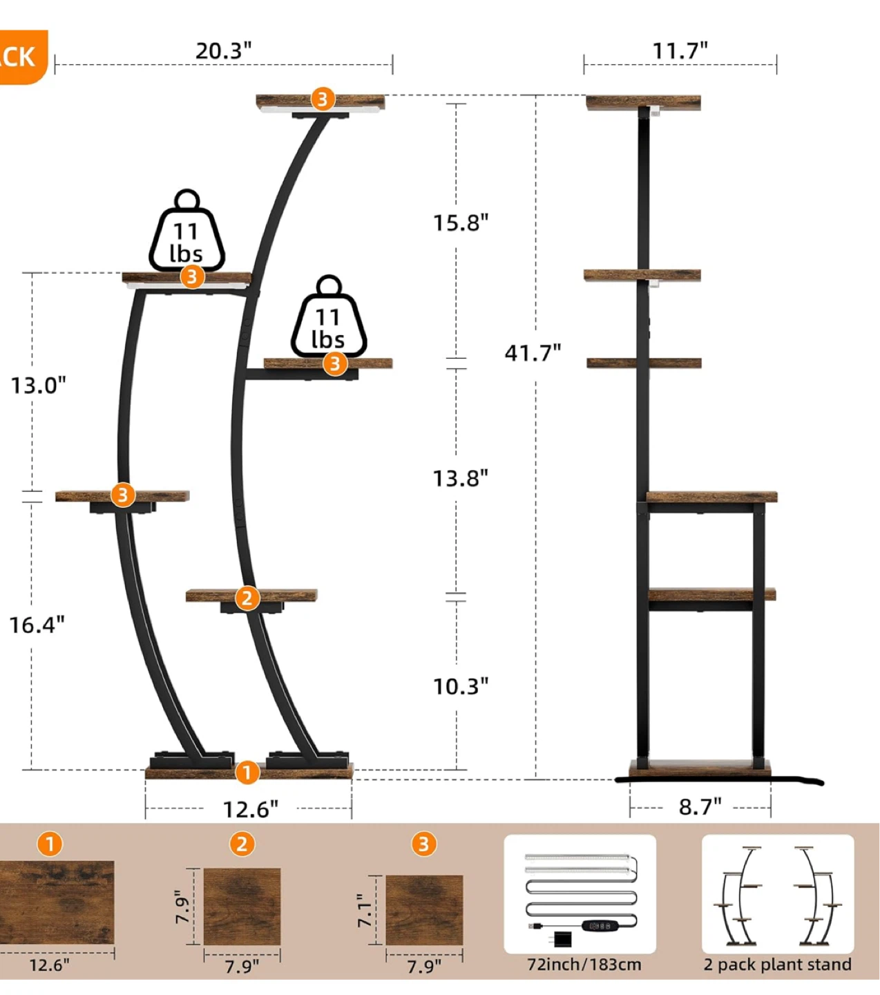 5-Tier Wood Plant Stand - photo 2
