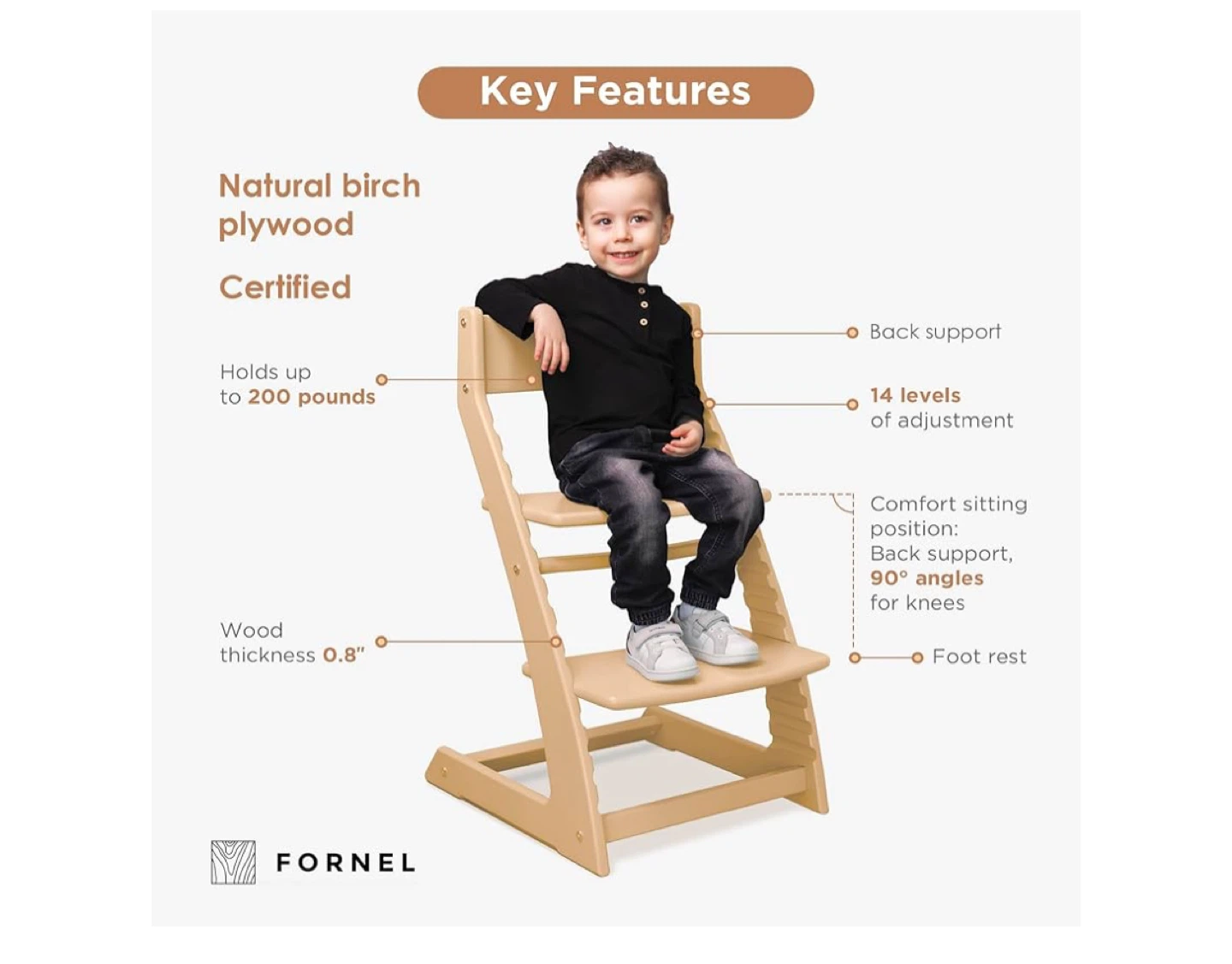 FORNEL Natural Birch Montessori High Chair - photo 3