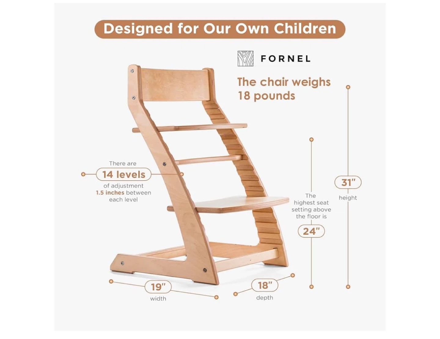 FORNEL Natural Birch Montessori High Chair - photo 2