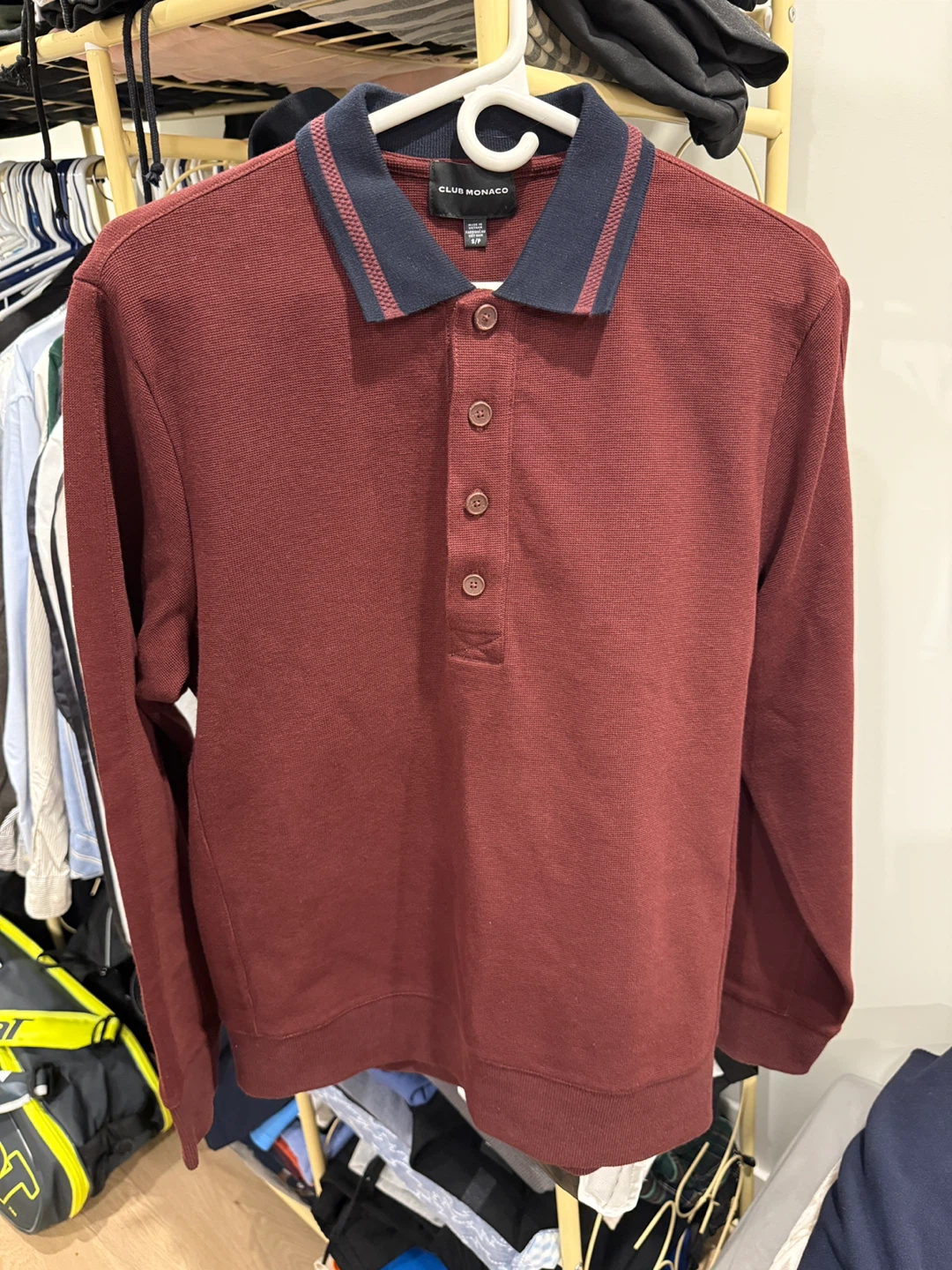 Club Monaco Long Sleeve Polo Shirt Size S/P