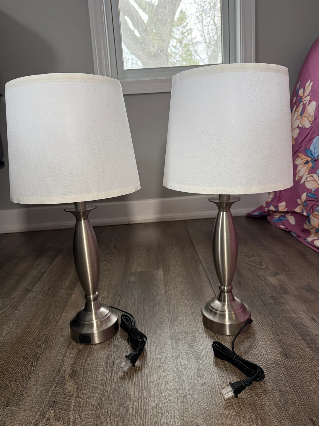 Set of 2 Modern Bedside Lamps with USB Charging Ports - photo 3