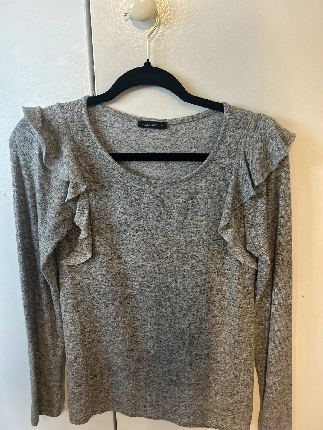Calliope Grey Ruffle Long Sleeve Top - photo 2