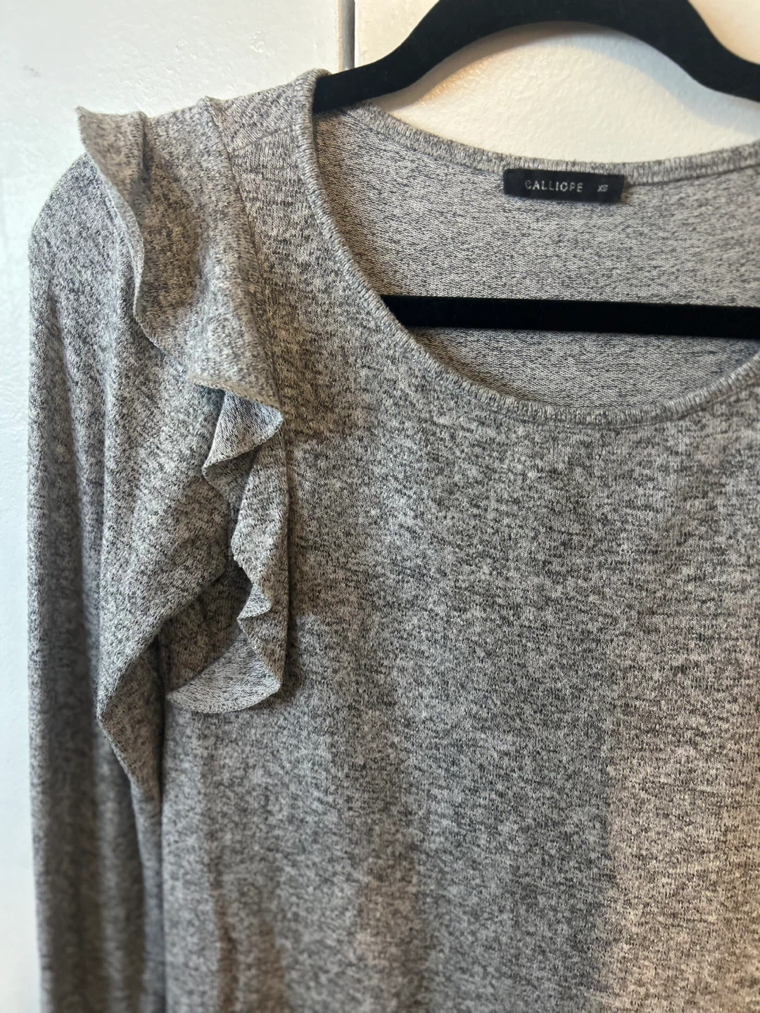 Calliope Grey Ruffle Long Sleeve Top