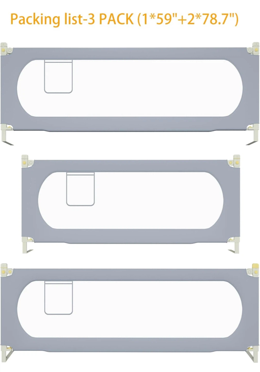 Baby Bed Rail Guard - 3 Pack queen size - photo 2