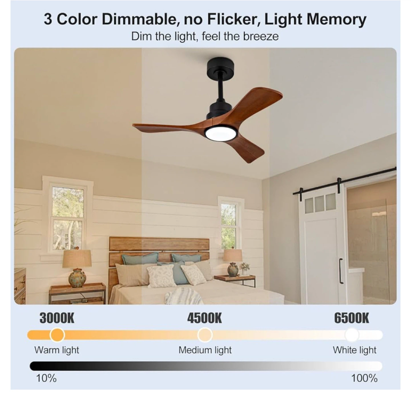 36" Modern Wood Ceiling Fan with Light - photo 4
