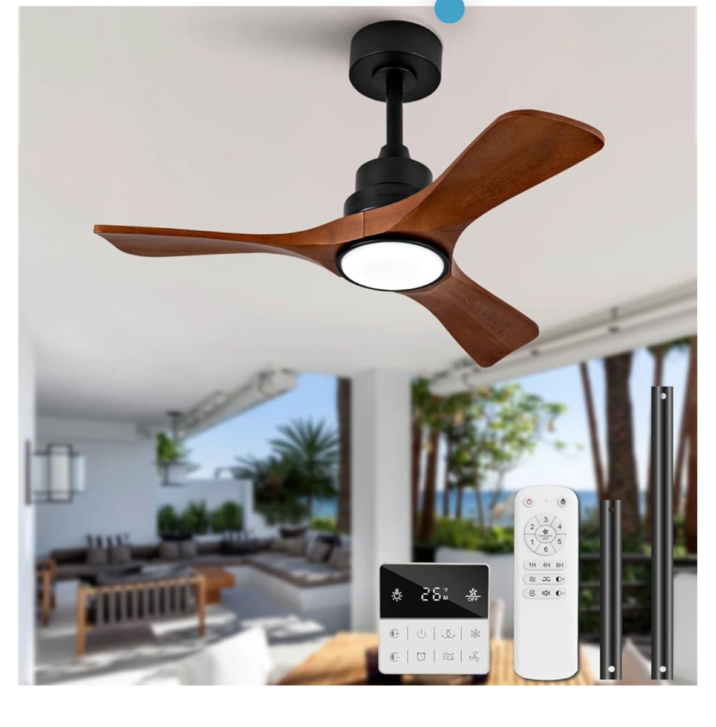 36" Modern Wood Ceiling Fan with Light