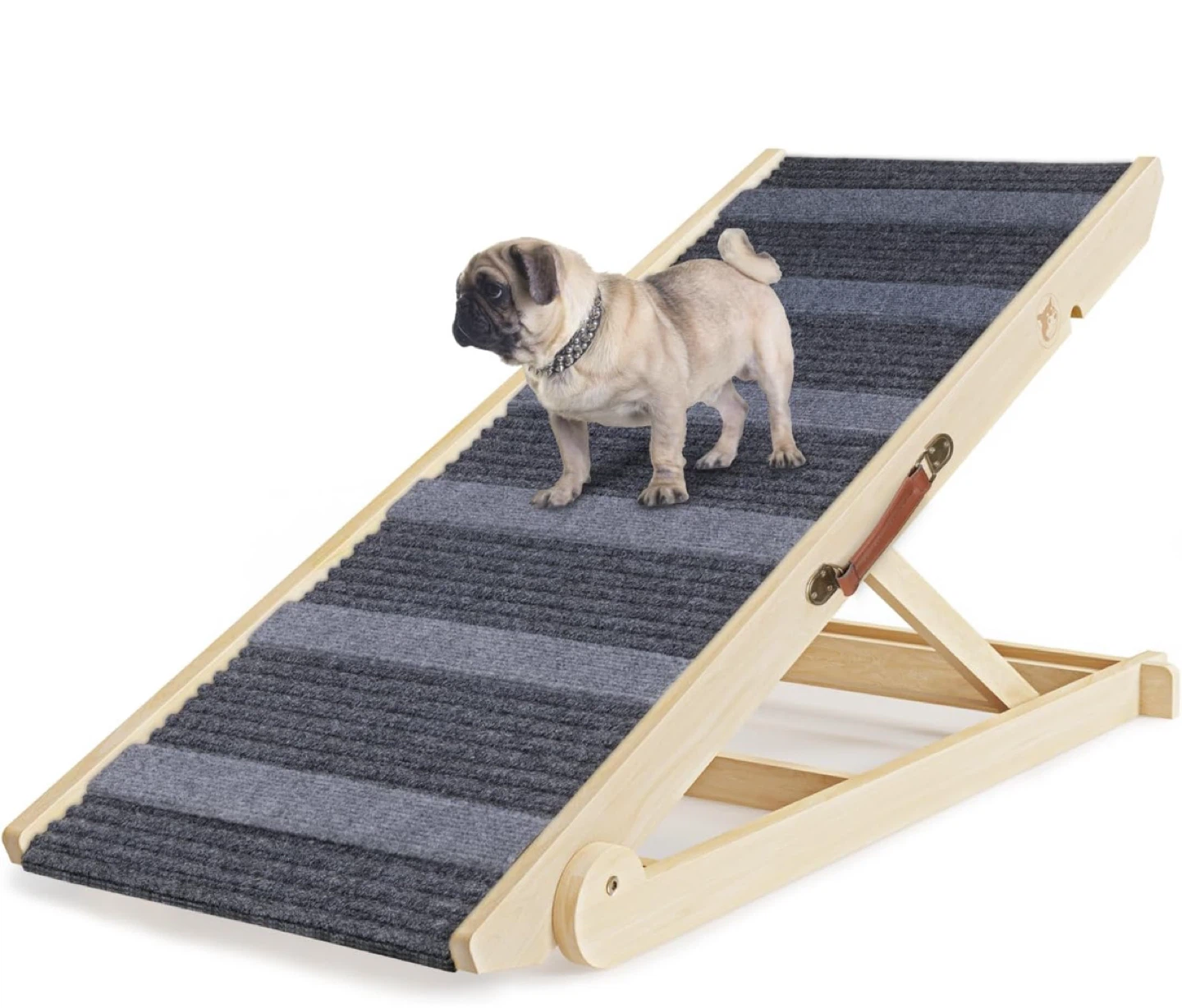 Foldable Wooden Dog Ramp - Adjustable Height, Anti-Slip