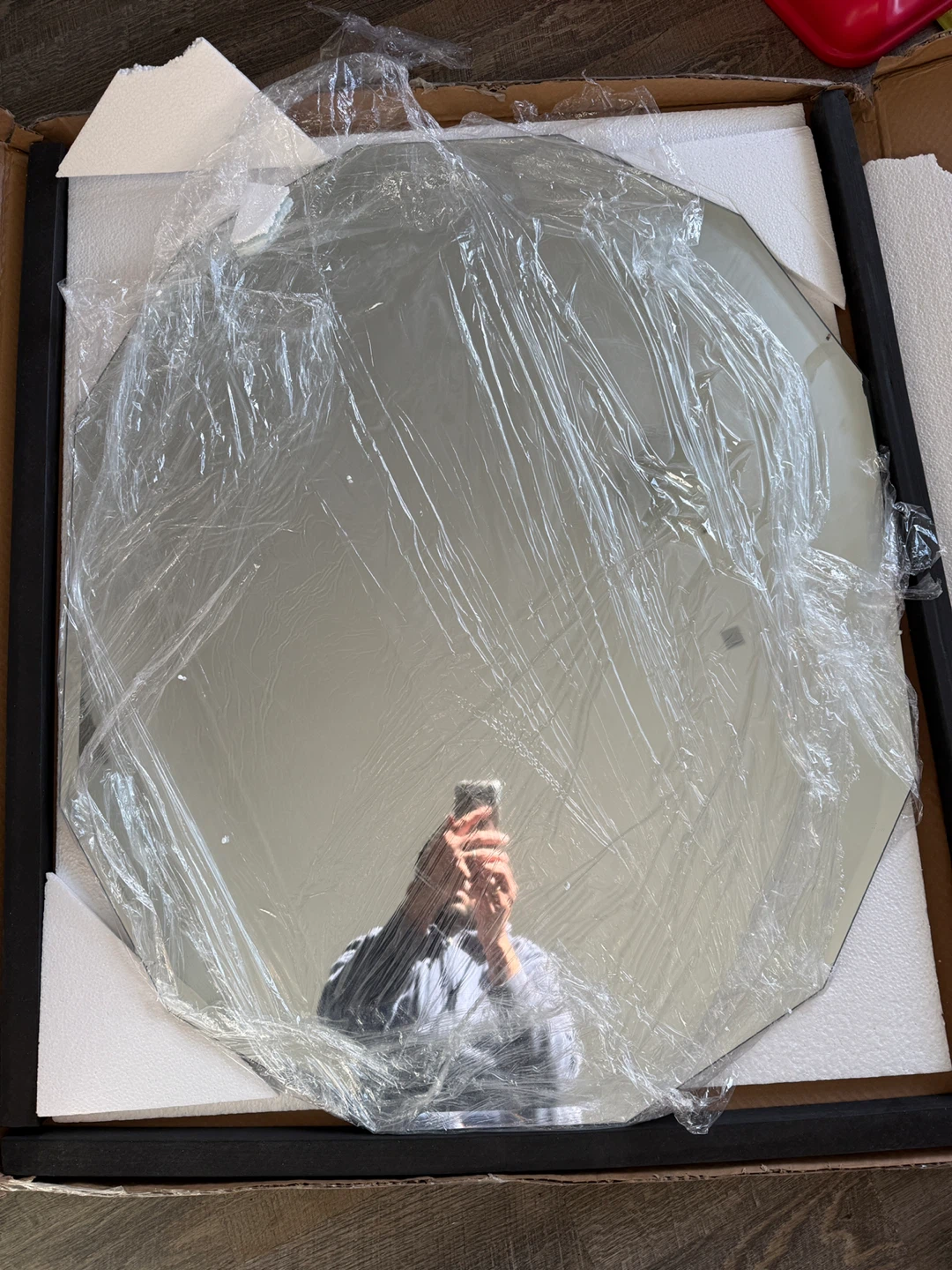 Octagon Bevelled Wall Mirror - 30in x 36in - photo 5