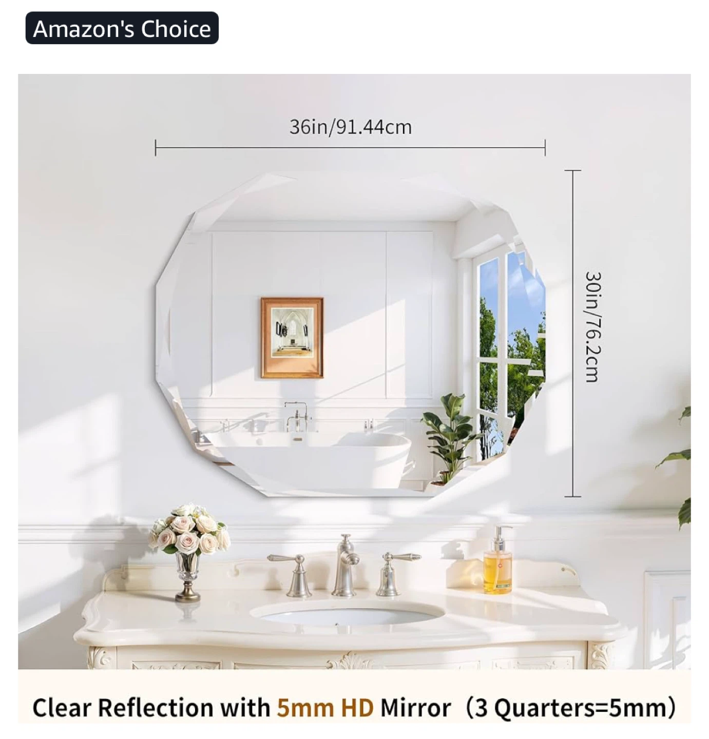 Octagon Bevelled Wall Mirror - 30in x 36in - photo 2