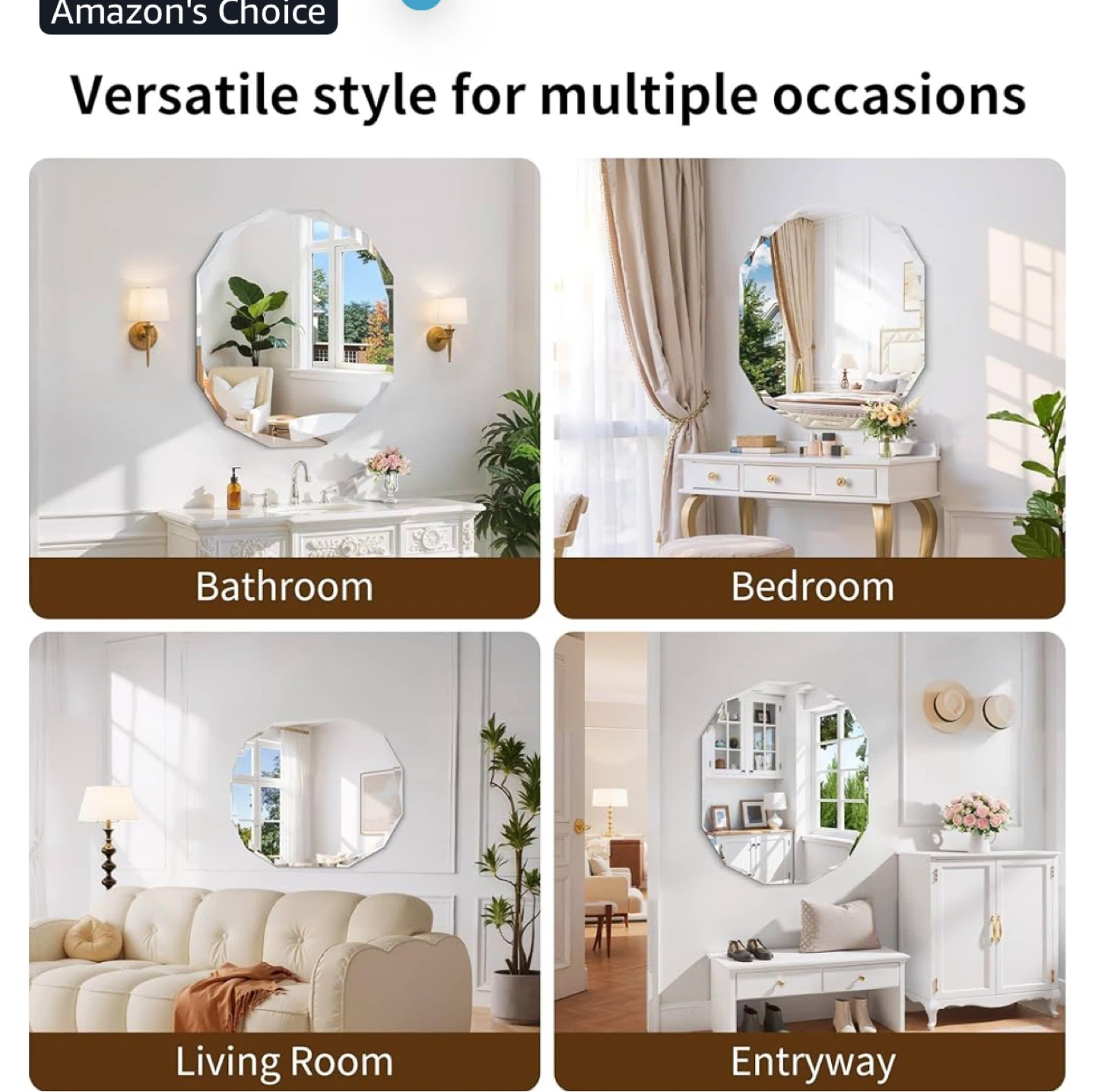 Octagon Bevelled Wall Mirror - 30in x 36in - photo 4