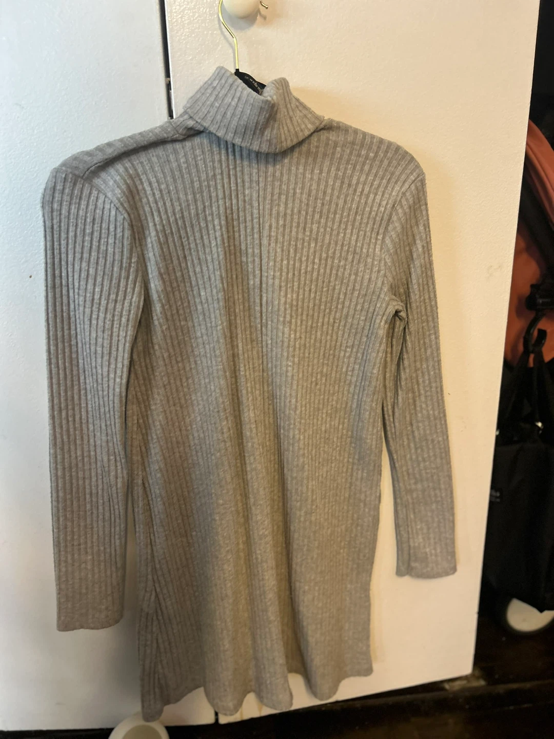 Stradivarius Grey Ribbed Turtleneck Sweater Dress