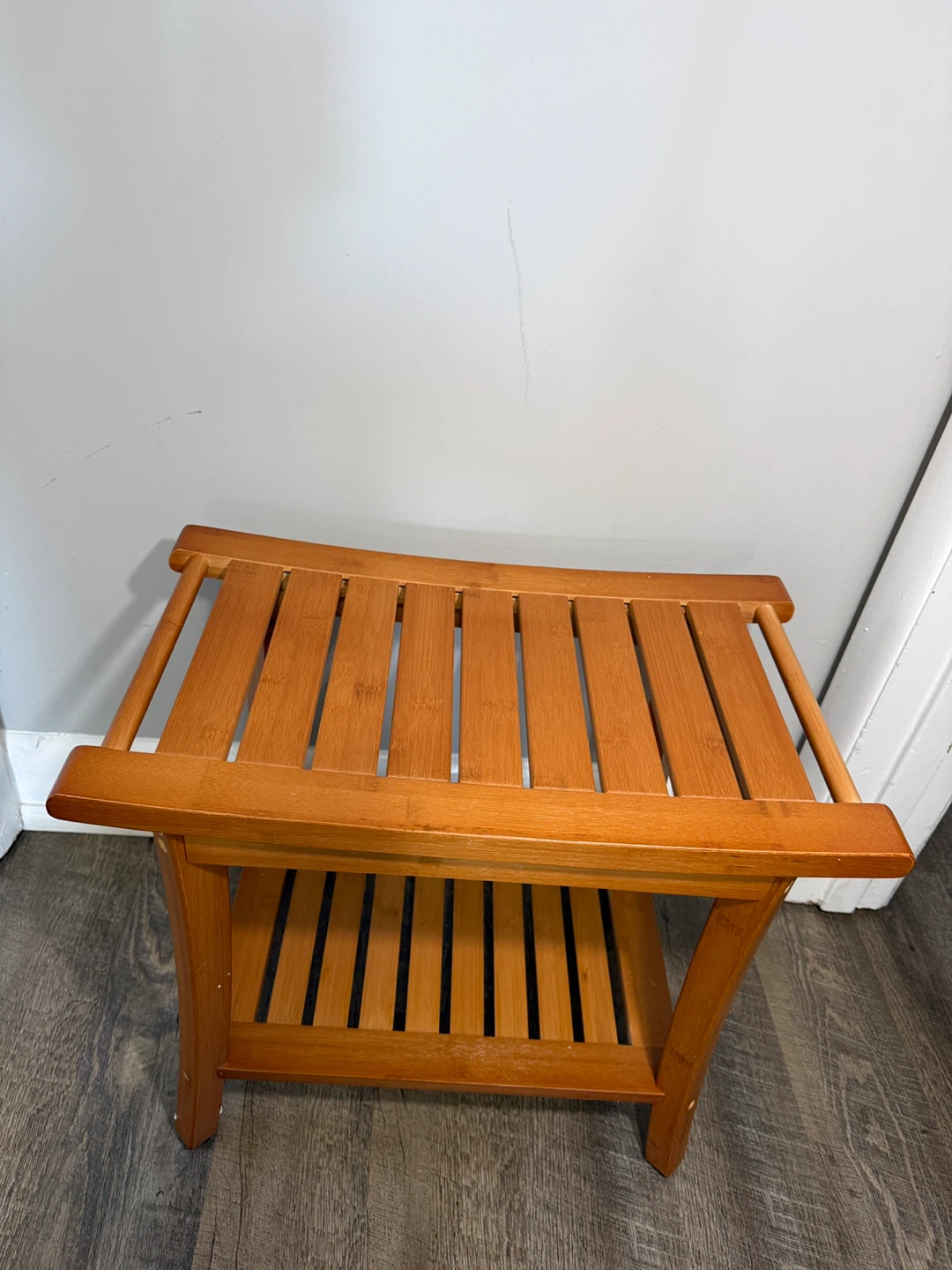 Bamboo Shower Bench with Two-Tiered Storage - photo 5