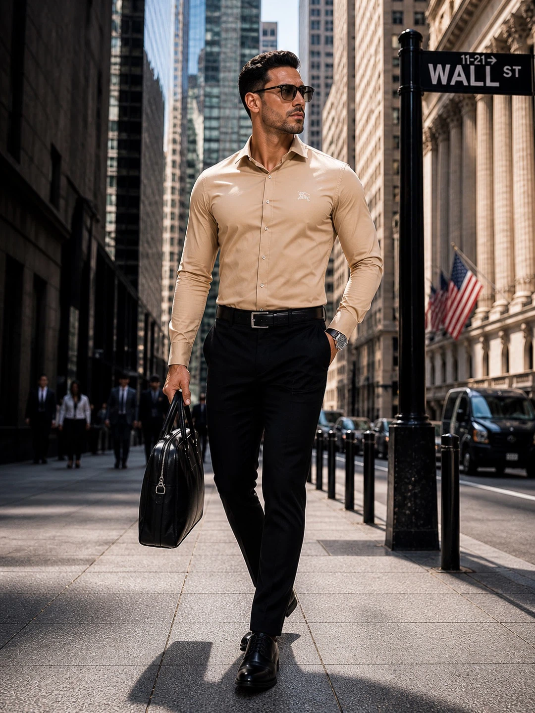 Burberry Men's Long Sleeve Dress Shirt - Tan - photo 5