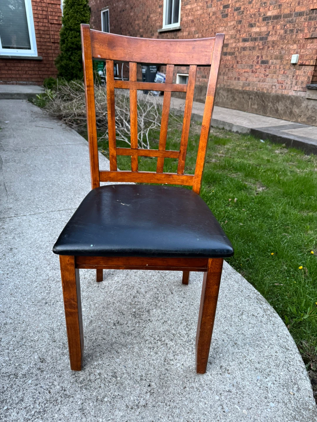 Wooden Dining Chair with Black Faux Leather Seat - photo 3