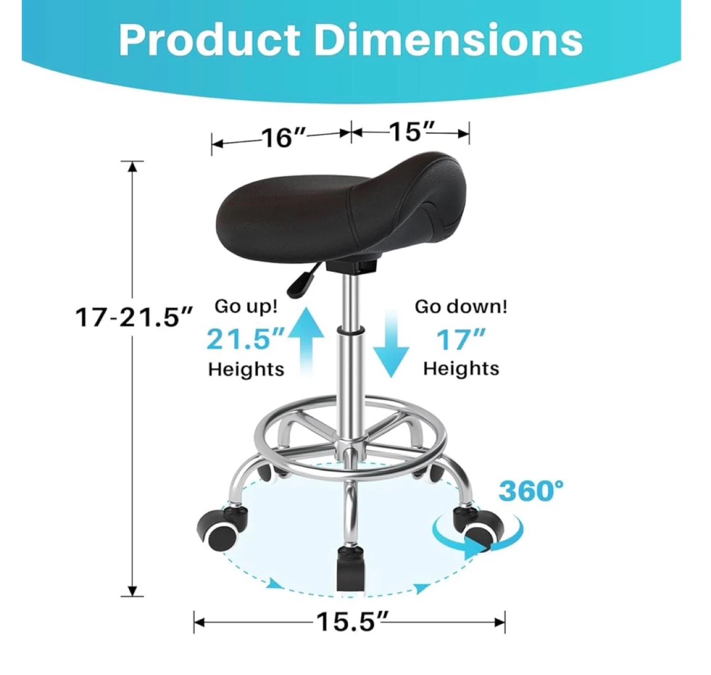 Brown Saddle Stool Chair with Wheels - photo 3