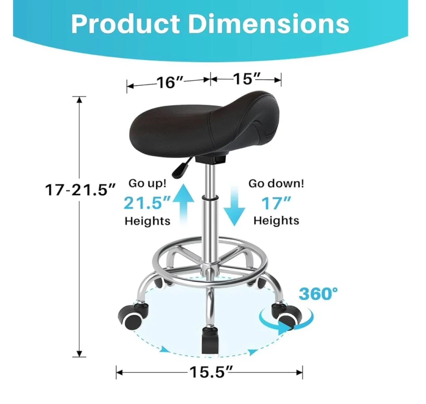 Brown Saddle Stool Chair with Wheels - photo 3