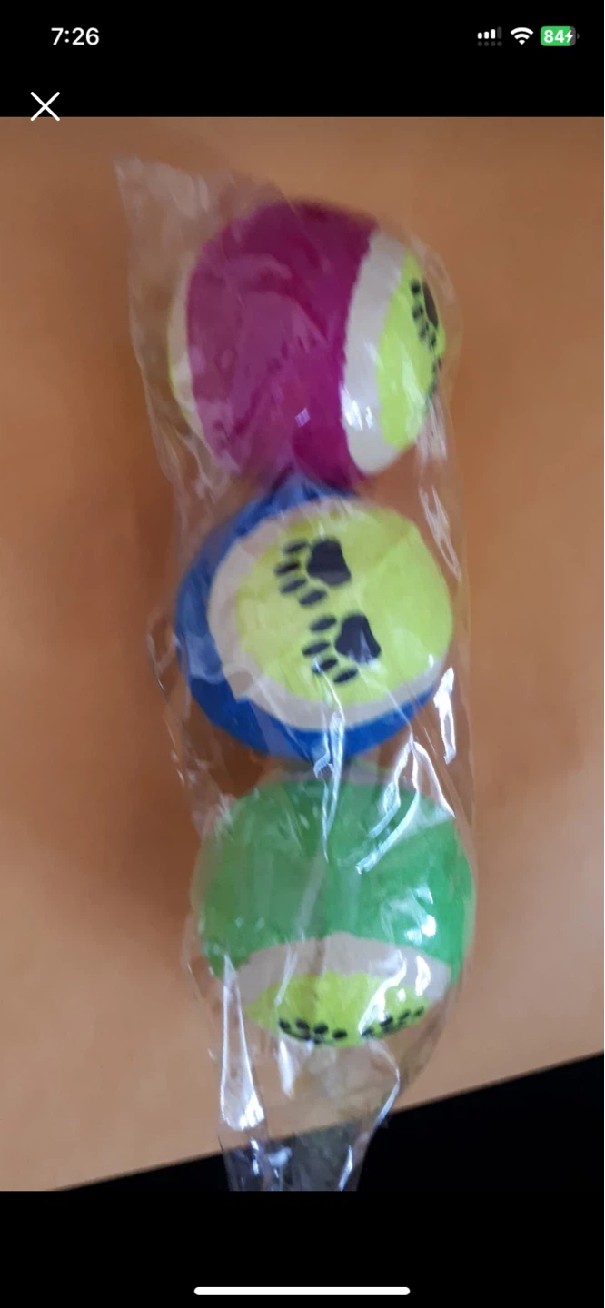 Brand new Set of 3 colourful dog tennis balls