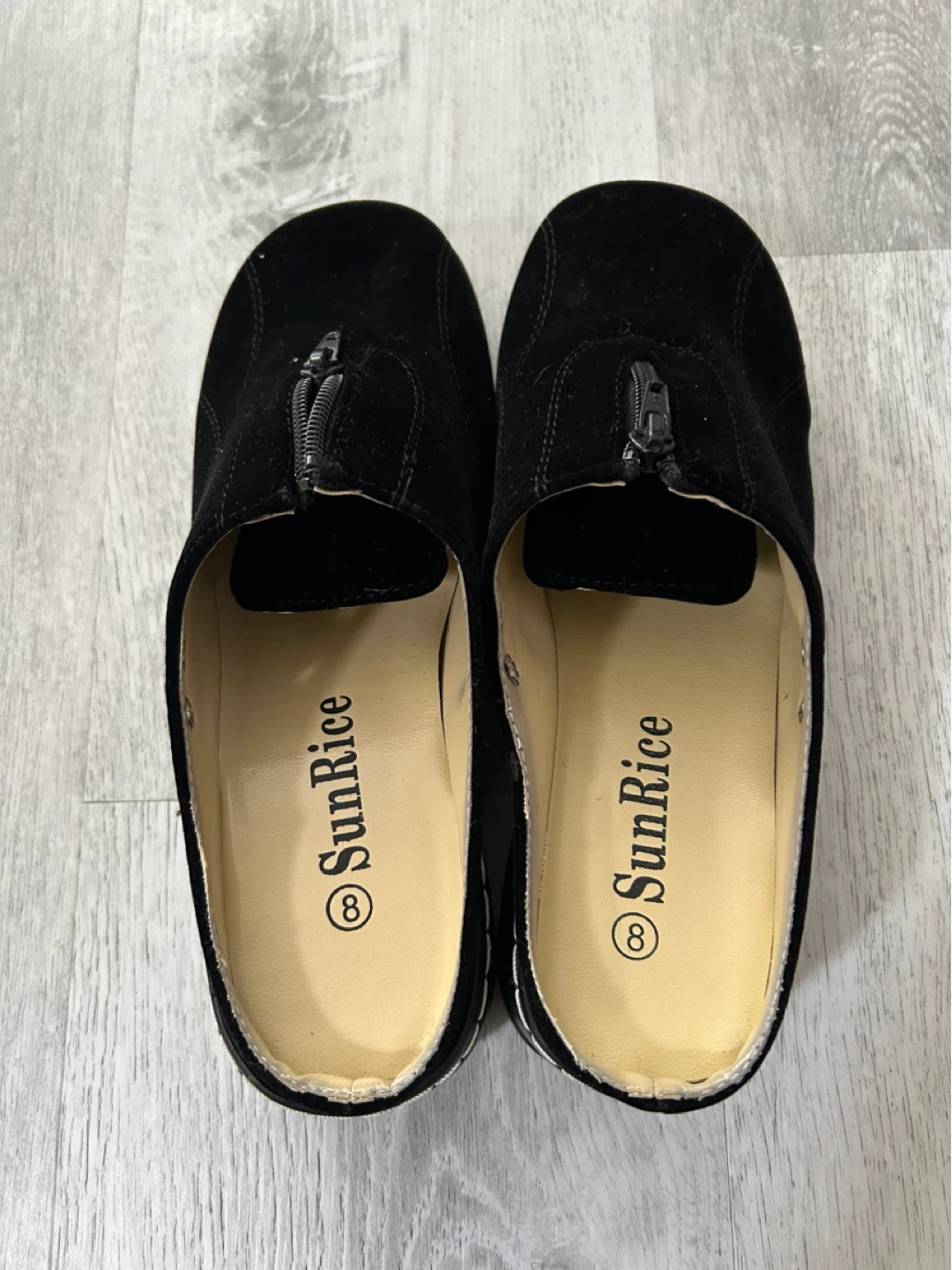 SunRice Black Clog Shoes with Zipper