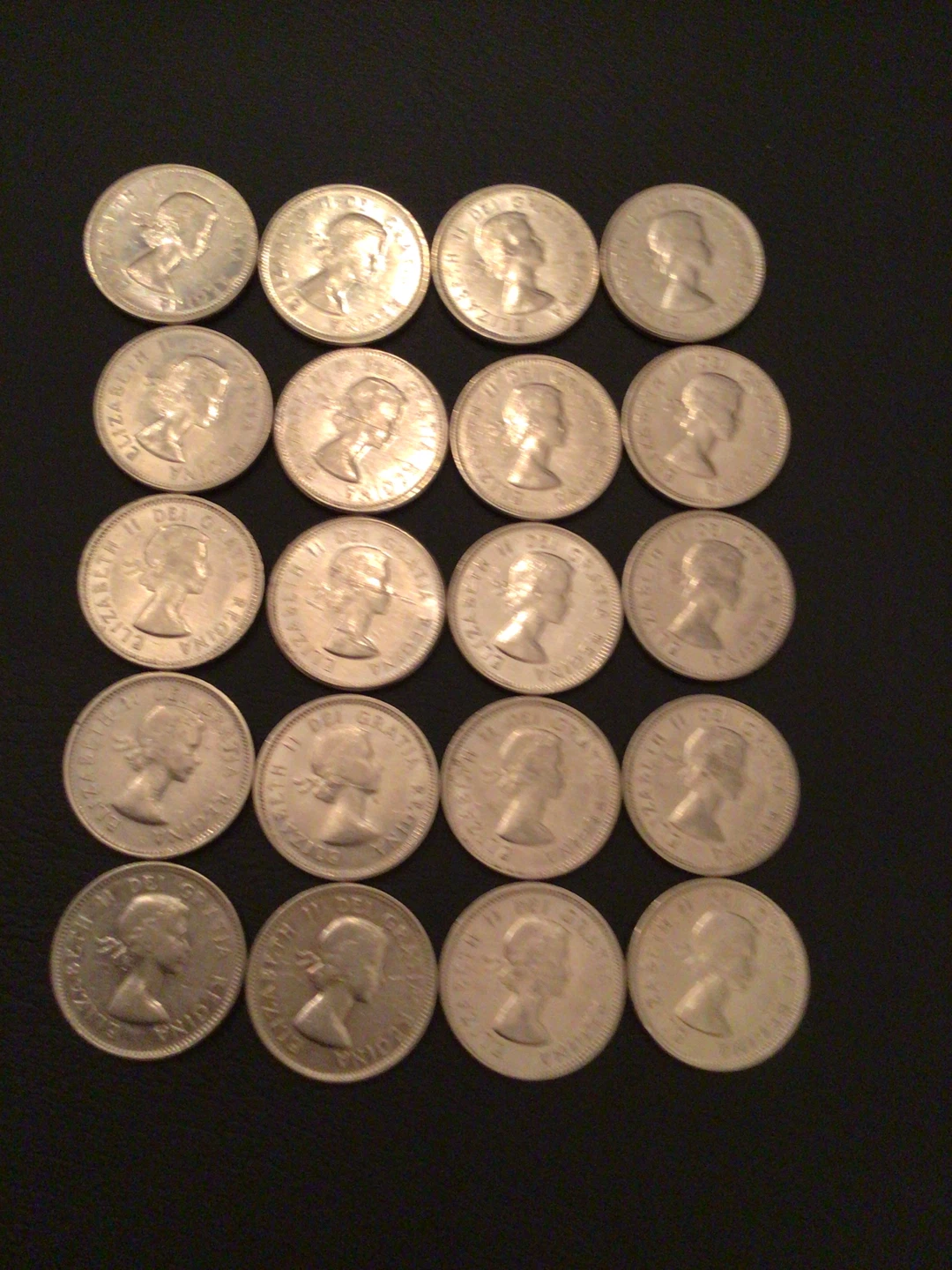 Vintage 1964 Canadian 5 Cent Coins