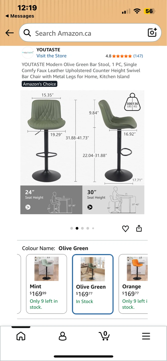 Olive Green Modern Bar Stool - photo 4