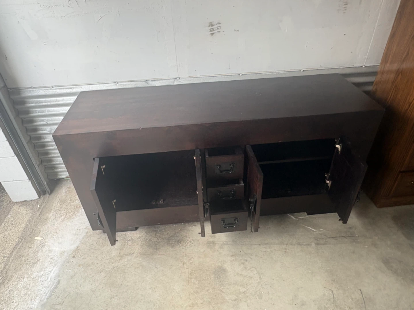 Free delivery used Dark Wood Sideboard Cabinet with Drawers - photo 4