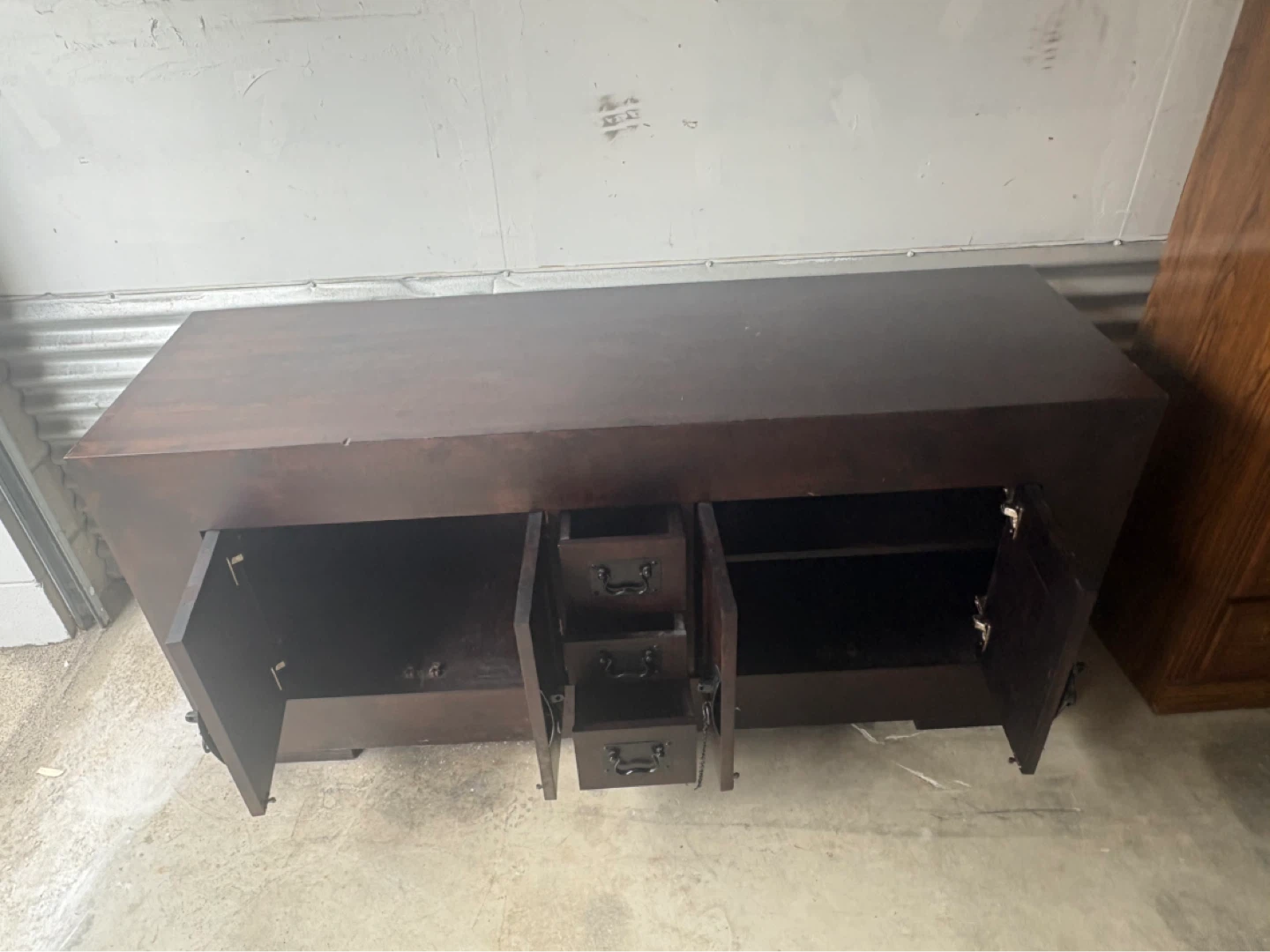 Free delivery used Dark Wood Sideboard Cabinet with Drawers - photo 5