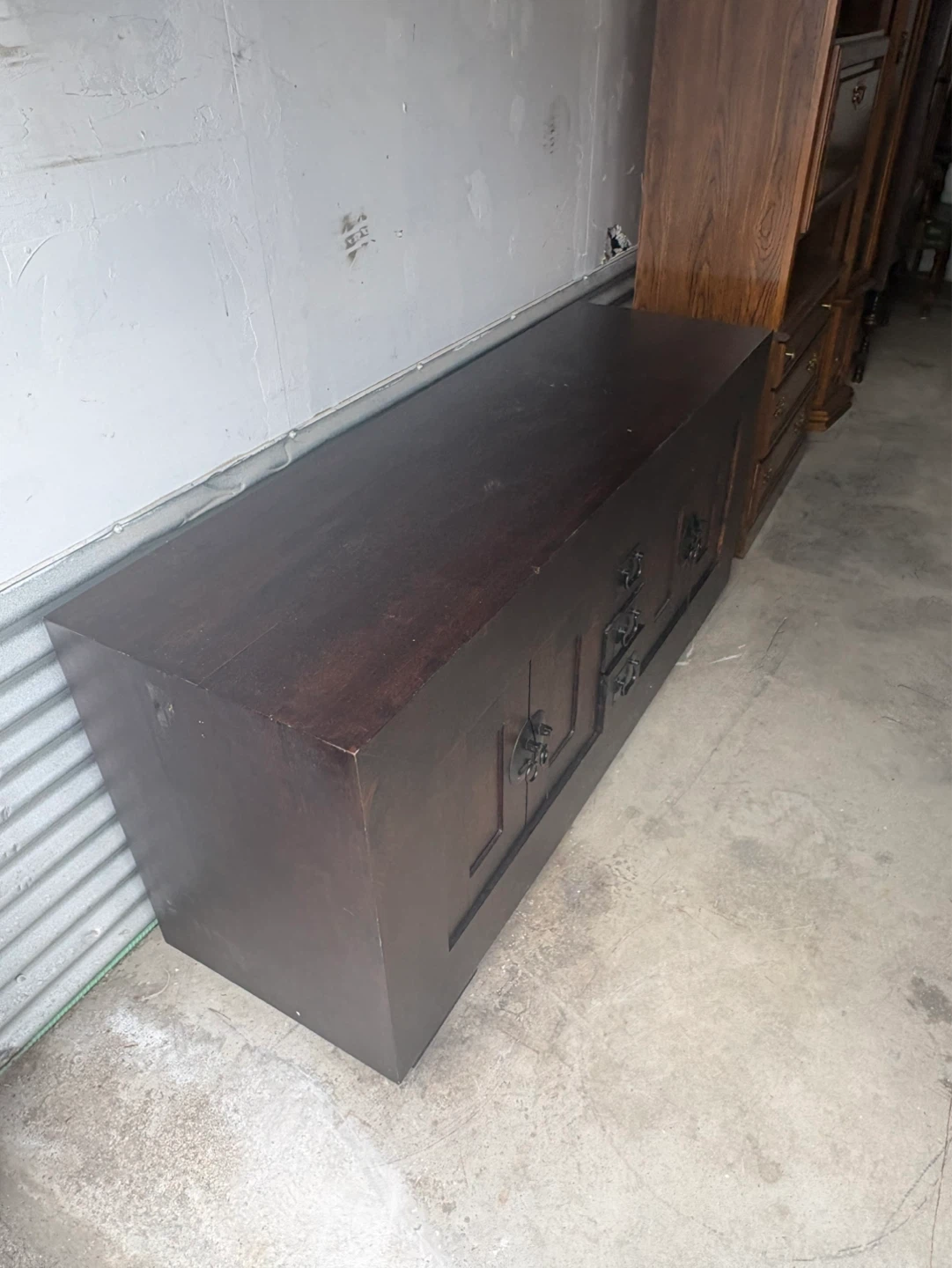 Free delivery used Dark Wood Sideboard Cabinet with Drawers - photo 3