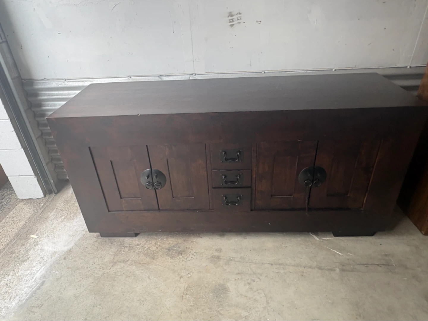 Free delivery used Dark Wood Sideboard Cabinet with Drawers - photo 2