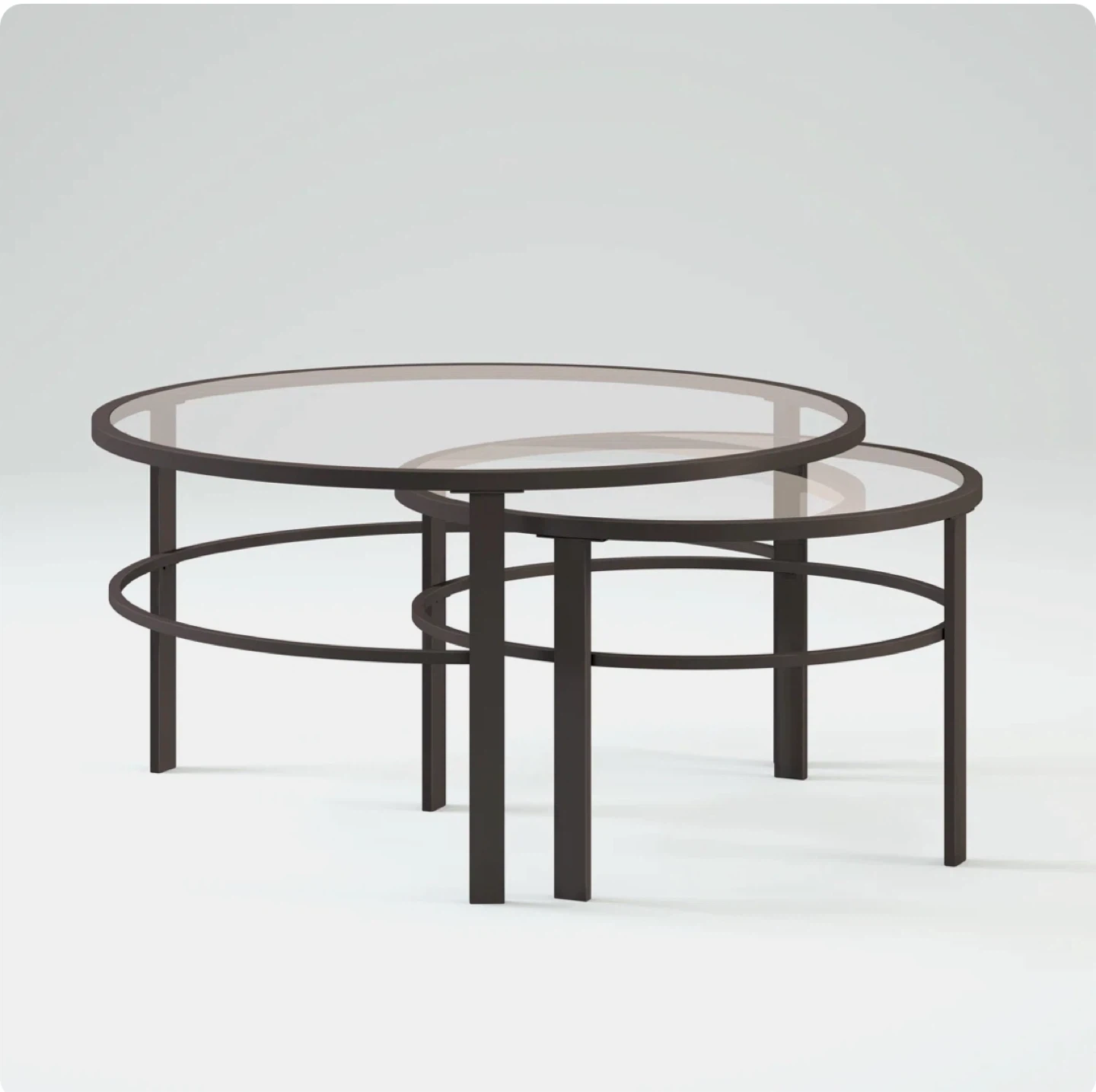 Set of 2 Round Glass Top Coffee Tables - photo 2