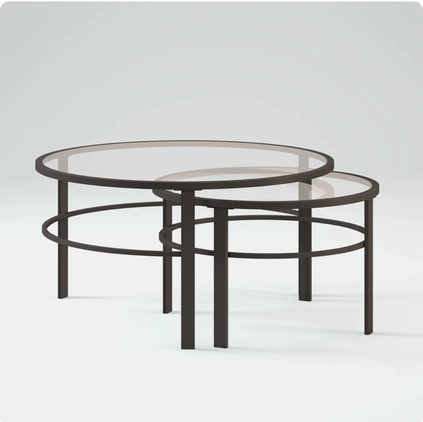 Set of 2 Round Glass Top Coffee Tables - photo 2