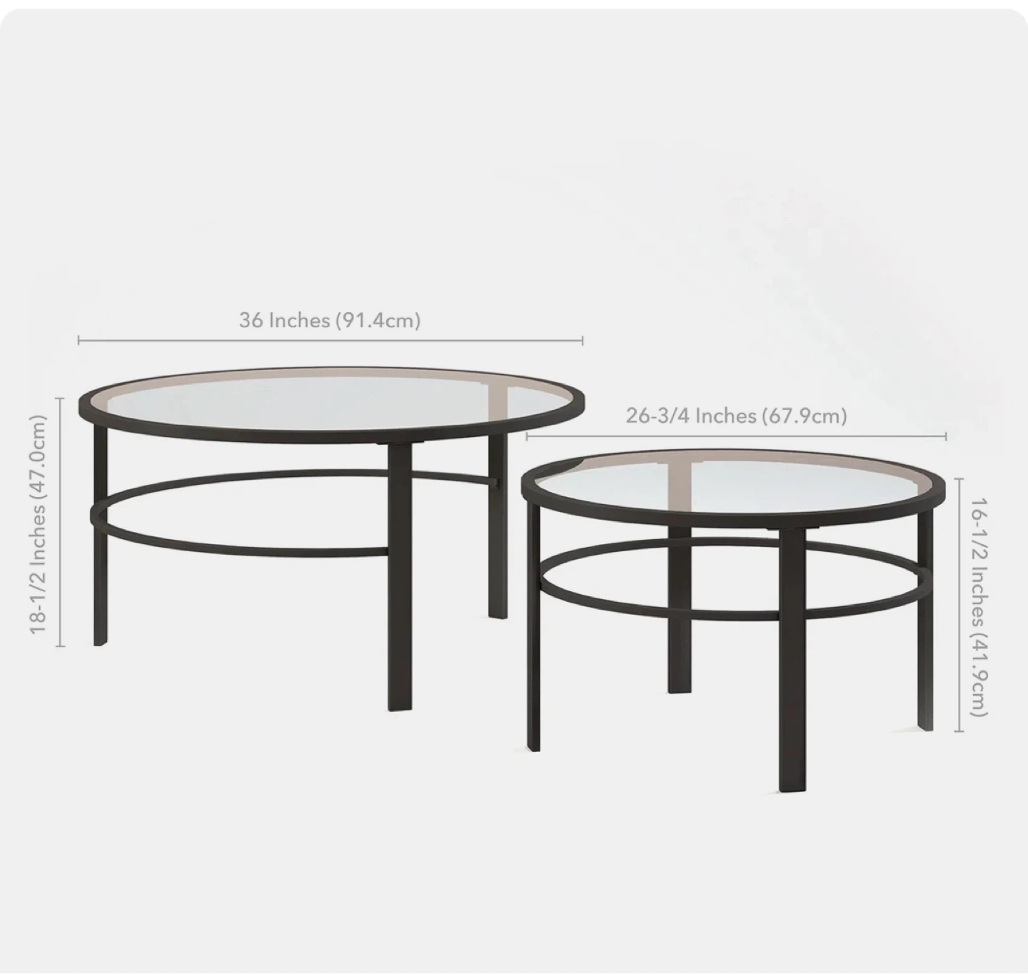 Set of 2 Round Glass Top Coffee Tables - photo 3